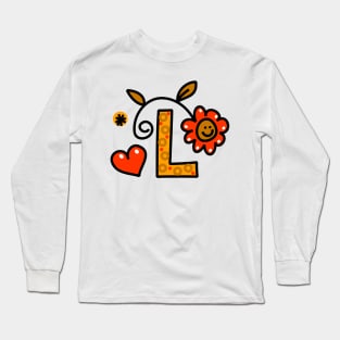 Letter L abc monogram hand drawn colorful alphabet Long Sleeve T-Shirt